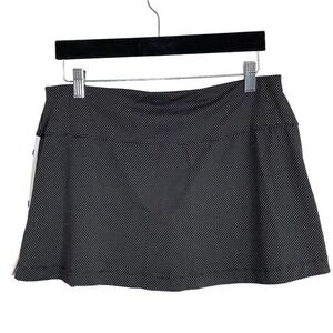 Lucky in Love Black White Polka Dot Button Side Panel Tennis Skirt‎ Size L